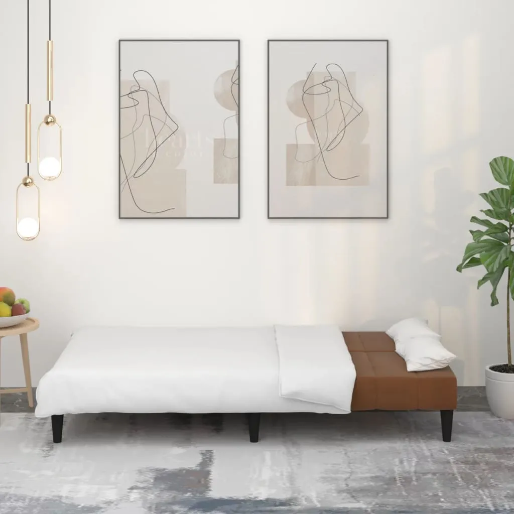 VidaXL Schlafsofa 2-Sitzer Braun Mikrofasergewebe – Bild 3