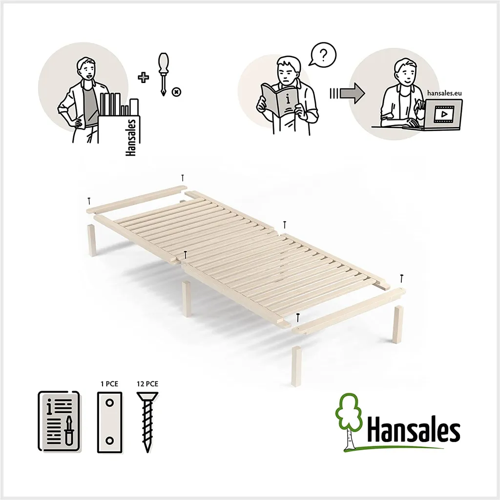Bettgestell 120x200 Cm Lisette In Scandi Style Mit Lattenrost Mit Füßen – Hypoallergen Futonbett Aus Massivholz Mit Rollrost – Bettrahmen 250+ Kg – Stabiles Holzbett – Unbehandeltes Es Massivholz – Bild 7