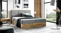 FURNIX Boxspringbett REDOS 140x200 Mit Bettkasten Aus Möbelplatten & Topper FR4