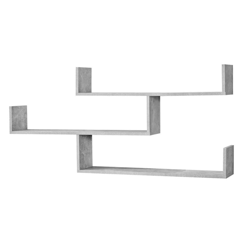 Wandregal Grimstad 119 X 18 X 55 Cm Bücherregal Hängeregal Mit 3 Ablageflächen Bis 14 Kg Spanplatte Betonoptik – Bild 2