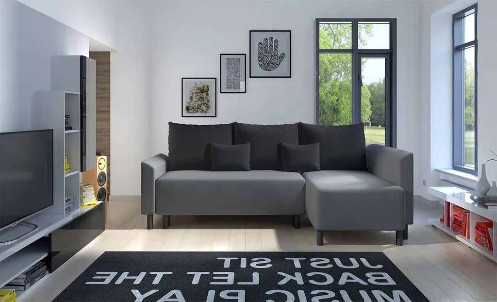 Mirjan24 Ecksofa Brest, L-Form Polsterecke, Eckcouch Mit Bettkasten Und Schlaffunktion, Stilvoll Wohnzimmer (Farbe: Mikrofaza 0027 + Mikrofaza 0015) – Bild 2