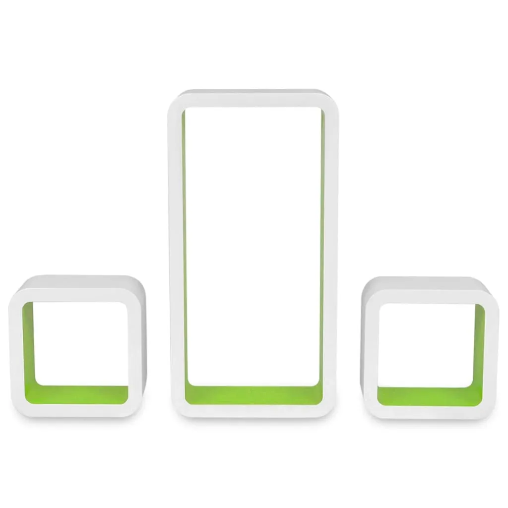 VidaXL 3er Set MDF Cube Regal Hängeregal Wandregal Für Bücher/DVD, Weiß-grün – Bild 6