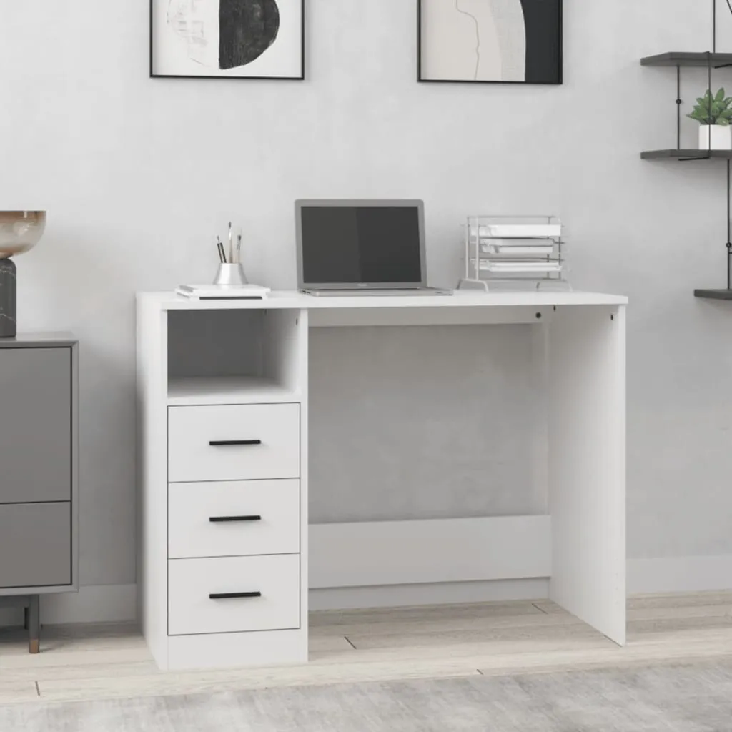 VIDAXL Schreibtisch Mit Schubladen Weiß 102x50x76 Cm Holzwerkstoff – Bild 4