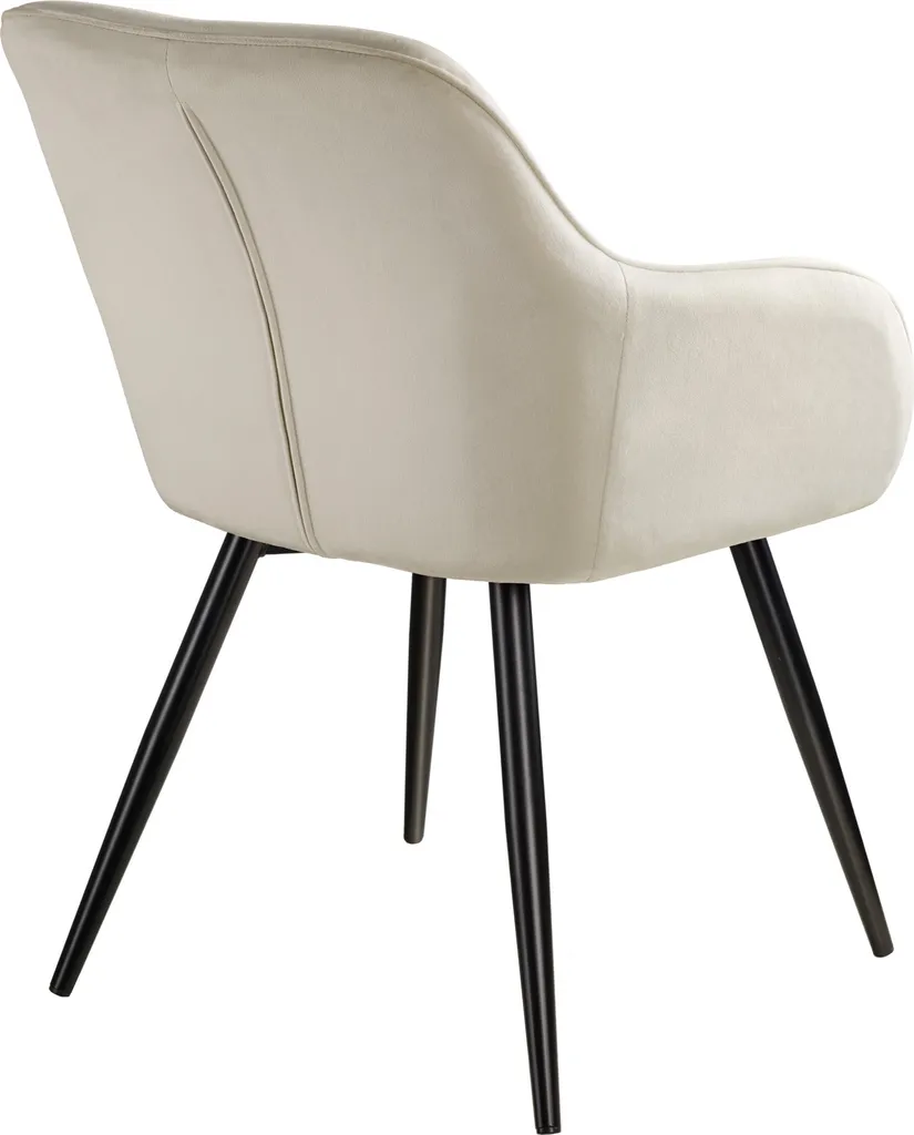 Tectake 4er Set Stuhl Marilyn Samtoptik, Schwarze Stuhlbeine - Crème/schwarz – Bild 7