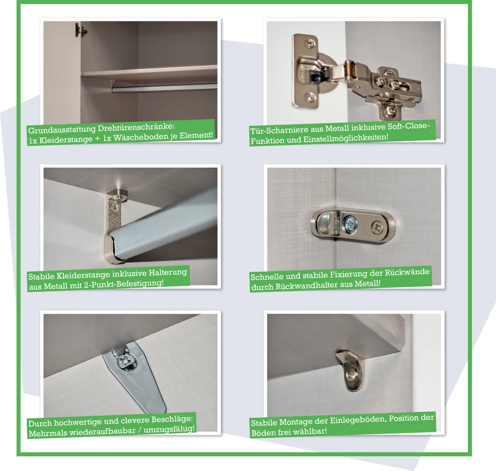 Drehtürenschrank Swift B150/H216/T58 Basalt – Bild 3