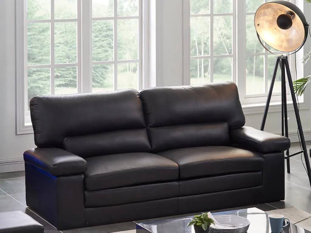 Couchgarnitur Leder 3+2 - Büffelleder - Schwarz - MIMAS – Bild 4