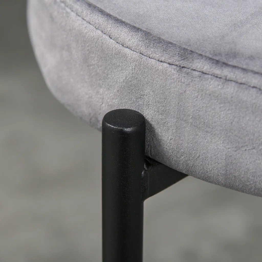 HOMCOM 4er-Set Esszimmerhocker Stapelhocker Küchenhocker Barhocker Velvet-Touch Modern Küche Esszimmer Polyester Stahl Grau 41,5 X 41,5 X 46 Cm – Bild 8