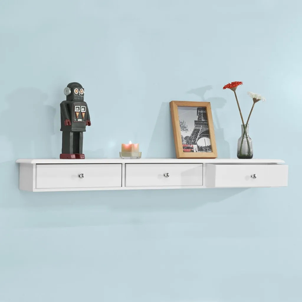 SoBuy® Wandschrank Mit 3 Schubladen,Hängeschrank,weiß,FRG43-L-W