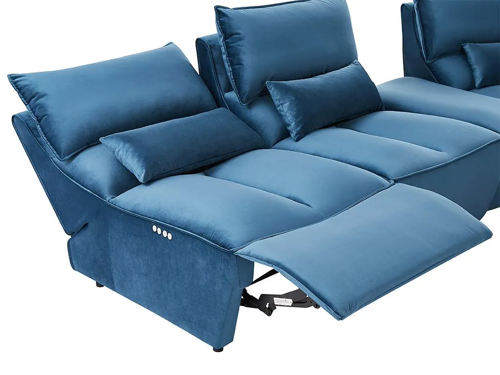 Relaxsofa Elektrisch - Samt - Blau - JUDIE – Bild 5