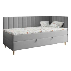 Bett Maja 3 Kinderbett Boxspringbett - Jugendbett Einzelbett Rechts - Grau 90 X 200 Cm