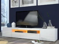 TV-Lowboard Rack Hifi Unterschrank Fernsehtisch "Daiquiri II" Weiß-Hochglanz
