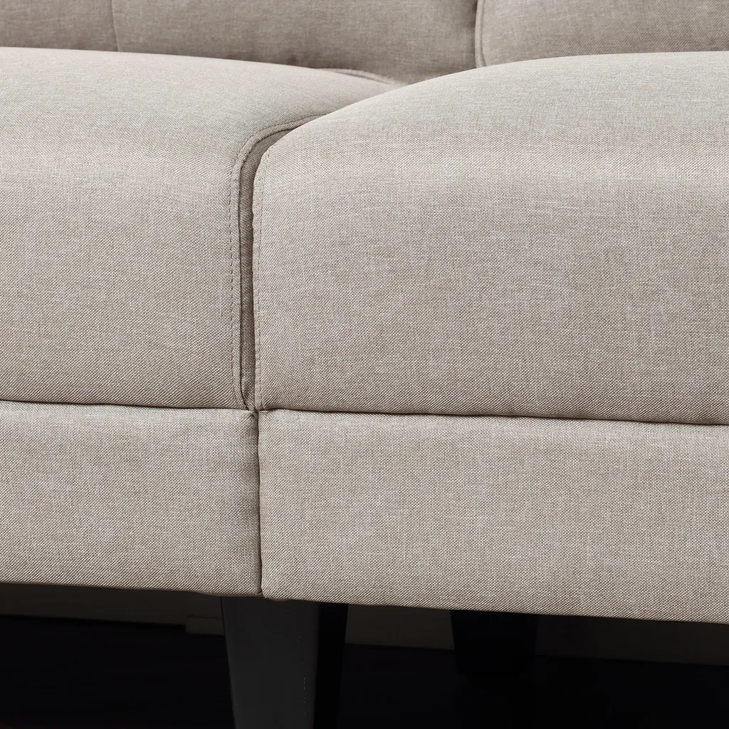 HOMCOM Doppelsofa 2-Sitzer Sofa Loveseat Stoffsofa Mittelalterlicher Stil Wohnzimmer Schlafzimmer Leinen-Touch Gummiholz Beige 202 X 72 X 91 Cm – Bild 5