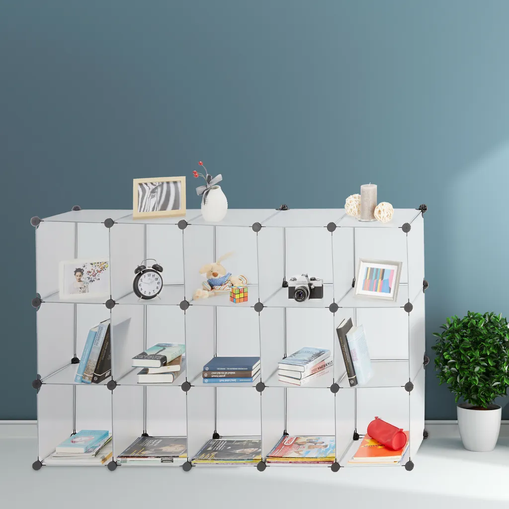 Relaxdays Steckregal Aus Kunststoff Mit 15 Fächern – Bild 3