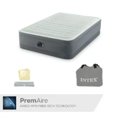 Intex Premaire I - Luftbett - 2 Personen - 137 X 191 X 36 Cm (BXLXH) - Grau - Mit Gebauter Motorpumpe