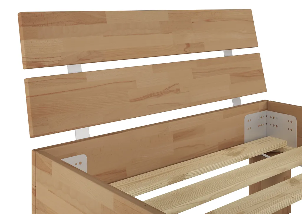 Buchebett Einzelbett Holzbett Überlänge 100x220 Futonbett Jugendbett Zubehör Wählbar V-60.86-10-220Rollrost Und Matratzen Inkl. – Bild 5