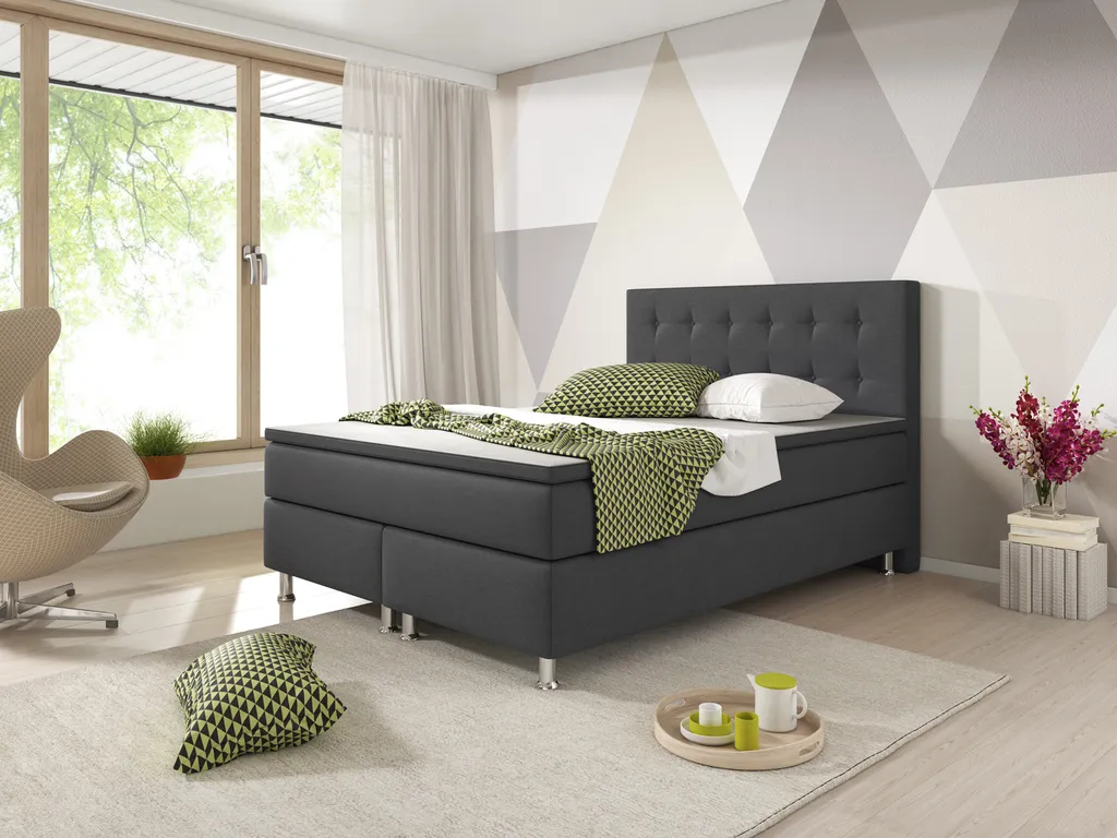 Inter Handels Boxspringbett Köln, 140x200, Anthrazit – Bild 5