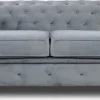 Sofa Chesterfield Asti 3-Sitzer, Couchgarnitur 3-er, Sofagarnitur, Couch Mit Holzfüße, Polstersofa - Glamour Design, Velours (Grau (Velvet 10))
