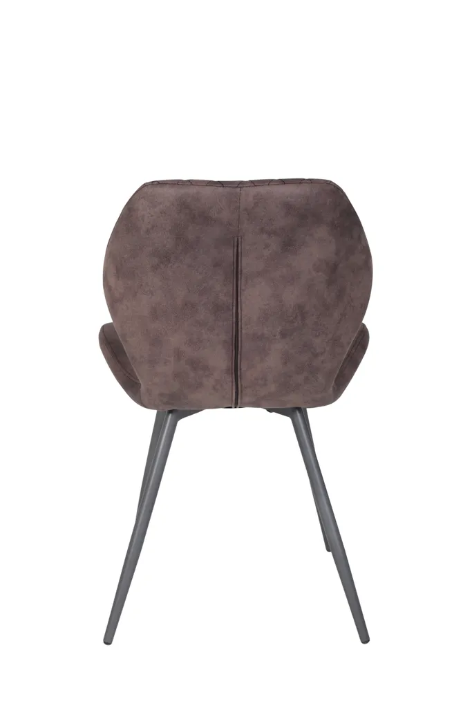 4er Set Vierfußstuhl Aurora - Microfaser Vintage Braun Mit Rautensteppung - Metallgestell Grau Lackiert – Bild 9