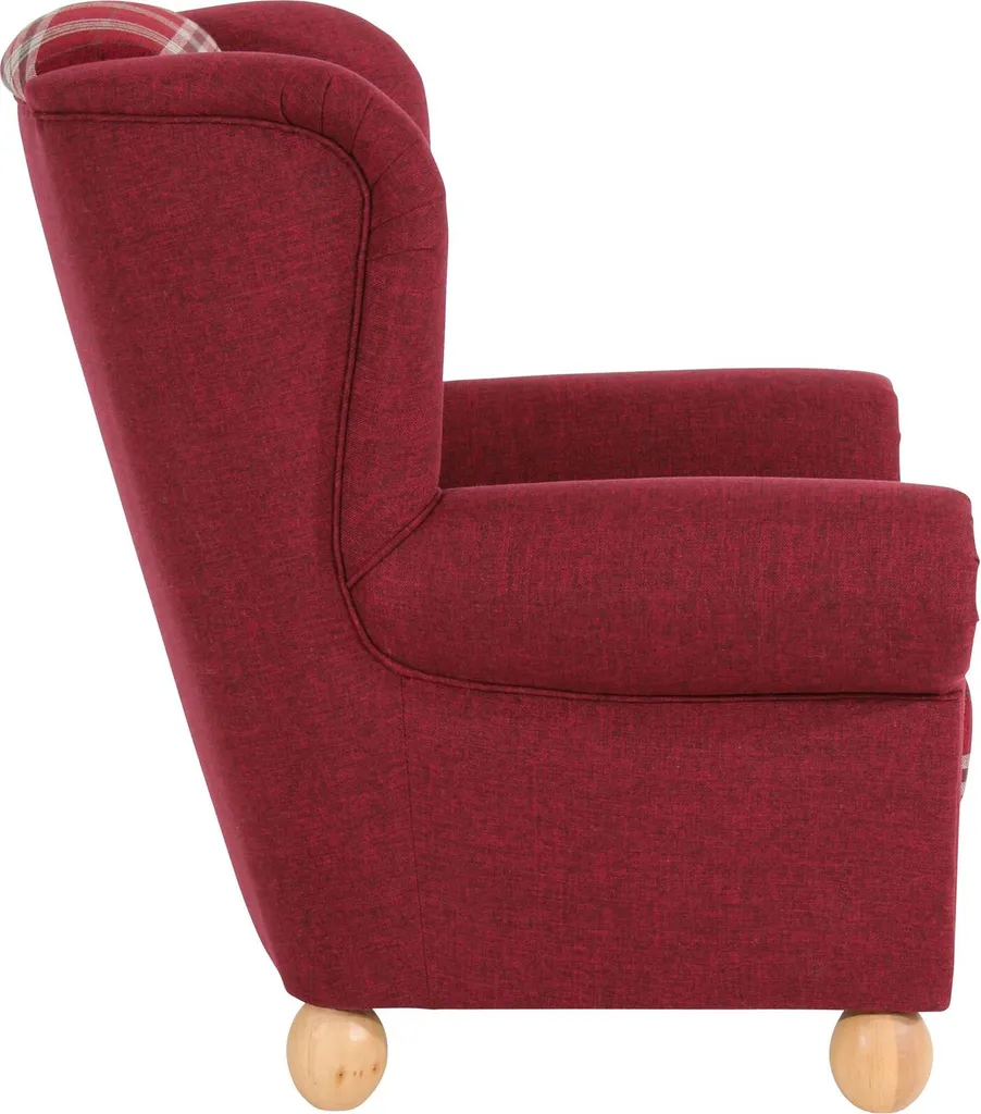 Max Winzer Ohrenbackensessel Monarch Flachgewebe Rot – Bild 3