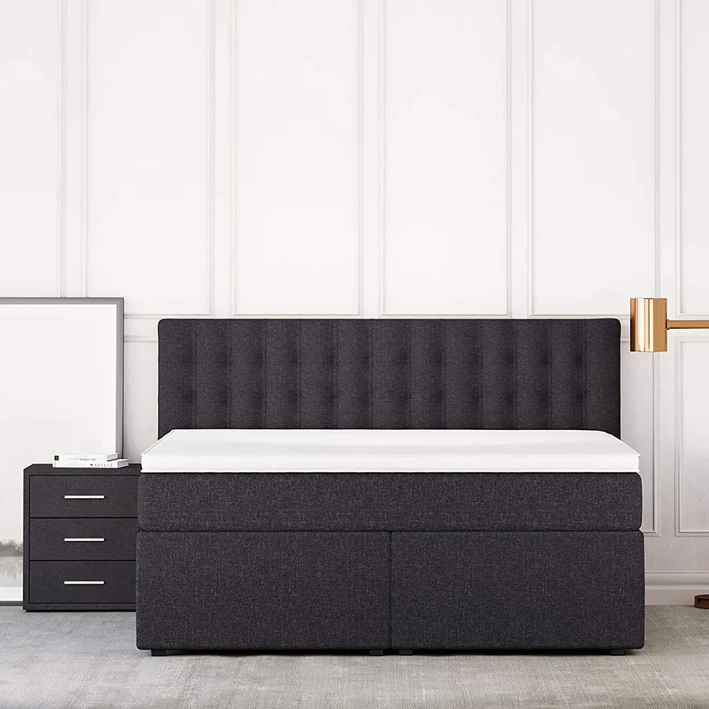 King Boxspringbett 180x200 Cm 7-Zonen Taschenfederkernmatratze Und Visco-Topper | Farbe: Anthrazit, Härtegrad H3 – Bild 9