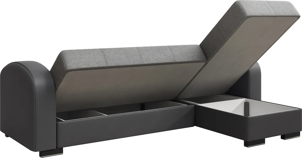 Inter Handels Ecksofa Alaska Grau Mit Bettkasten Und Schlaffunktion | L-Couch Aus Kunstleder Und Webstoff – Bild 5