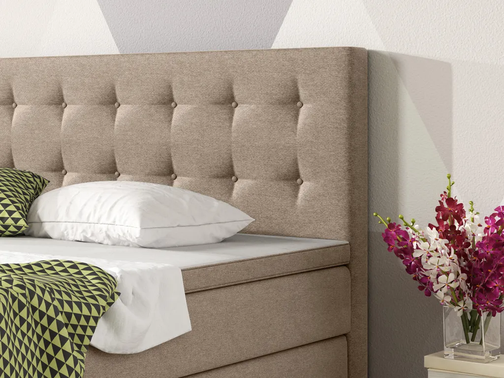 Inter Handels Boxspringbett Köln Mit Bettkasten 180x200 | Boxspringbett In Beige Mit Webstoff Muddy – Bild 3
