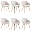 VidaXL Esszimmerstühle 6 Stk. Cremeweiß Stoff