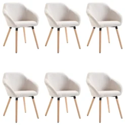 VidaXL EsszimmerstĂĽhle 6 Stk. CremeweiĂź Stoff