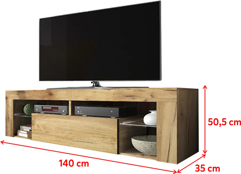 Selsey TV-Schrank BIANKO TV-Lowboard In Holz-Optik Lancaster Eiche Stehend 140cm – Bild 4