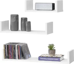 3er Set Schweberegal Vennesia Wandregal 3-teilig Hängeregal Ablage Wandboard Weiß Matt [en.casa]