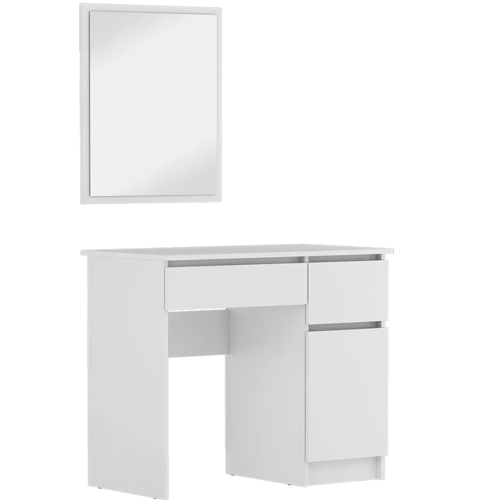 Schminktisch Weiß Mit Spiegel Und Schubladen Lora 90x50x77cm