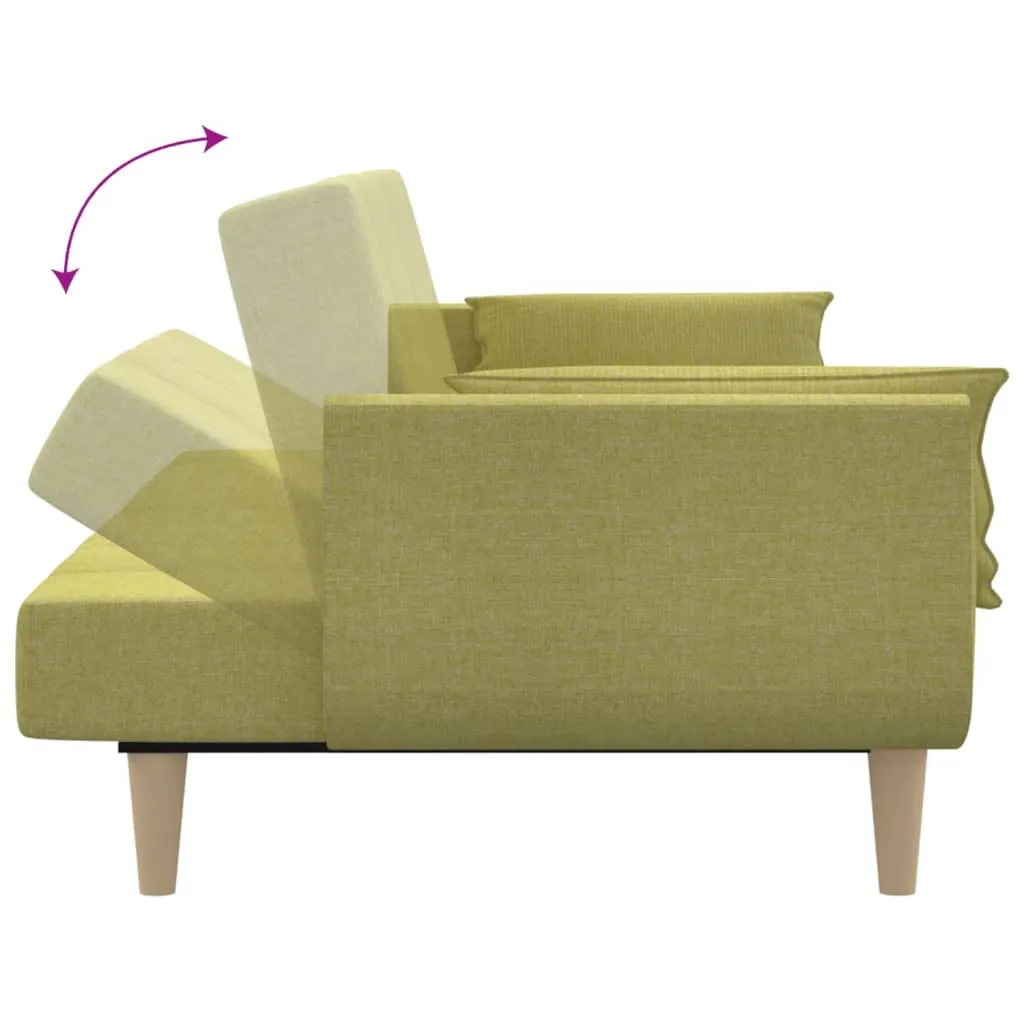 VidaXL Schlafsofa 2-Sitzer Mit 2 Kissen Grün Stoff – Bild 9