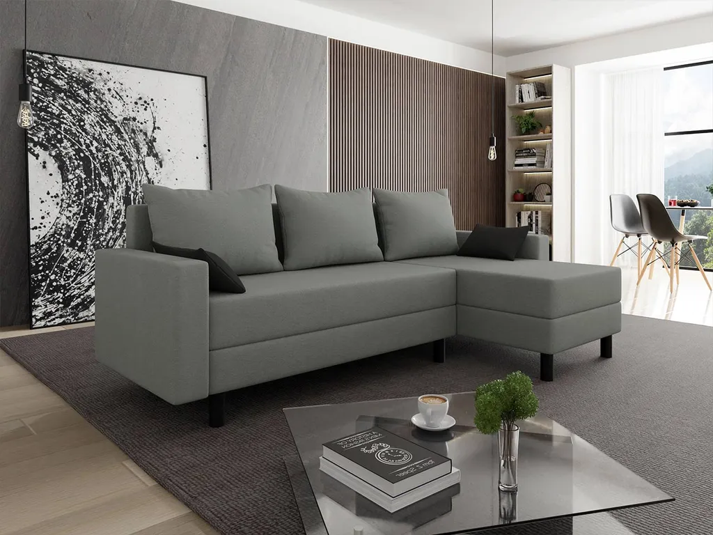 Mirjan24 Ecksofa Brick, Eckcouch Mit Schlaffunktion Und Bettkasten, Freistehendes 4 Sitzer Polstersofa (Farbe: Alova 10 + Alova 04) – Bild 4