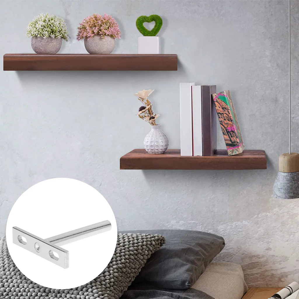 5 Paar Schwebende Regalhalterungen Für Wandboard, Schweberegalunsichtbar | Holzregalhalter 5-Zoll - Regalträger Unsichtbar Für Hängeregal Bücherregal | 121mm Tablarträger Verdeckt - T-Regalhalterung – Bild 4