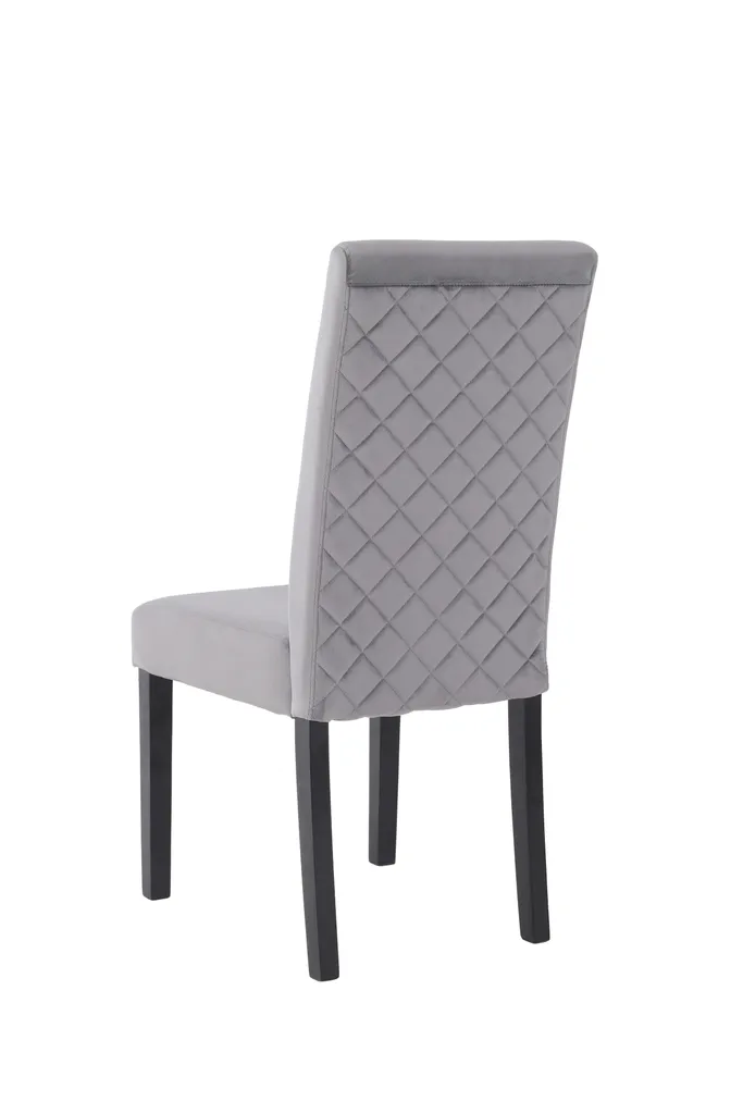 ByLIVING Esszimmerstuhl Silvio 2er-Set, Samt Bezug In Grau Mit Rautensteppung, Gestell Rubberwood Schwarz – Bild 7