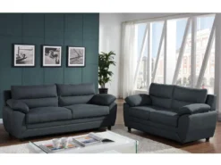 Couchgarnitur 3+2 - Stoff - Anthrazit - MANOA