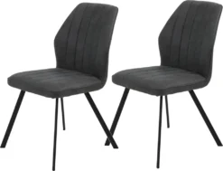 2er Set Esszimmerstuhl Küchenstuhl Patricia- Mikrofaser Anthrazit- Metallgestell Pulverbeschichtet- 140kg Belastbar