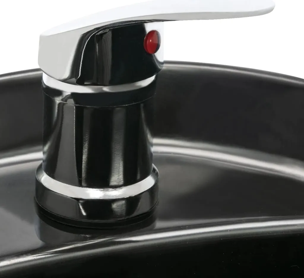 VidaXL Friseurstuhl Mit Waschbecken Schwarz Kunstleder – Bild 7