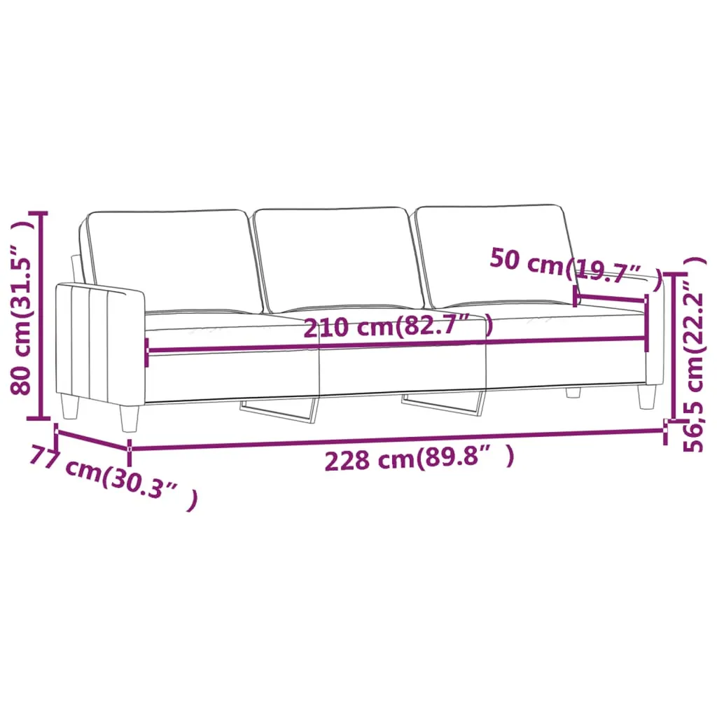 VIDAXL 3-Sitzer-Sofa Taupe 210 Cm Stoff – Bild 8