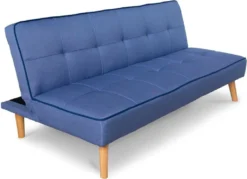 Homestyle4u 1896, 3-Sitzer Schlafcouch Schlafsofa, Couch Mit Bettfunktion, Modern Blau