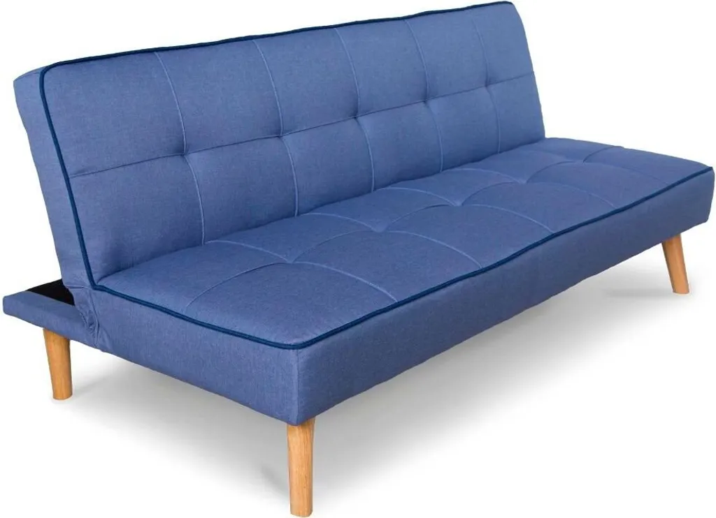Homestyle4u 1896, 3-Sitzer Schlafcouch Schlafsofa, Couch Mit Bettfunktion, Modern Blau