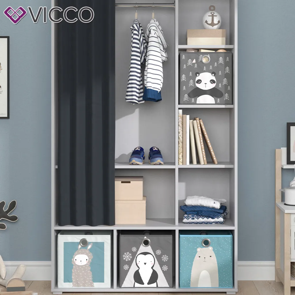 Vicco Kleiderschrank + Faltboxen Luigi Grau 104,4 X 173,8 X 35 Cm Holzwerkstoff – Bild 5