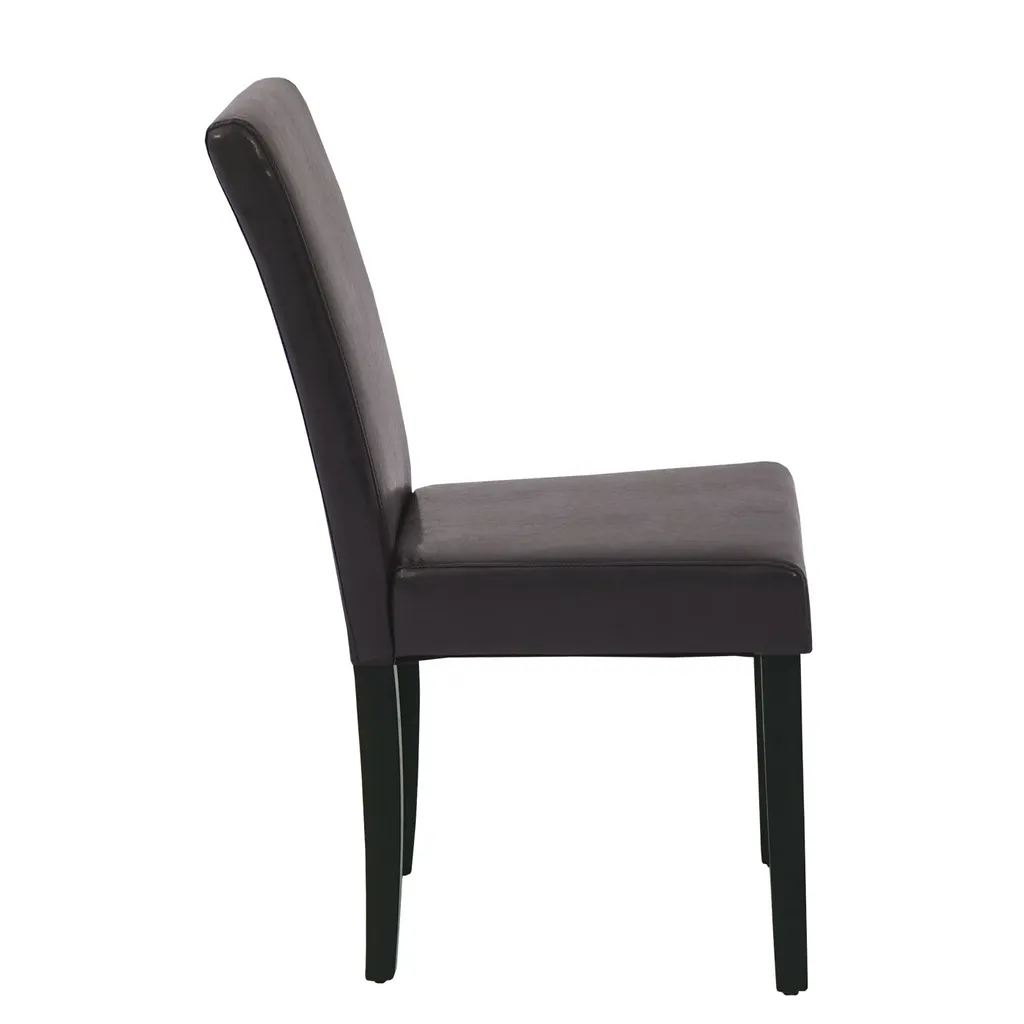 4er-Set Esszimmerstuhl HWC-J99, Küchenstuhl Stuhl Polsterstuhl, Holz Kunstleder Braun, Schwarze Beine – Bild 4