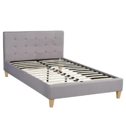 Olsterbett ADELE Bett Mit Stoff In Grau 120x200 Cm Doppelbett Jugendbett Inklusive Lattenrost, Stoffbezug