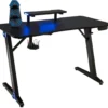 COSTWAY Gaming Tisch Mit LED-Lichtern, Computertisch Z-förmig, PC Tisch Mit Monitorständer, Schreibtisch Für Zuhause Oder Büro, Mit Getränkehalter, Griffrahmen, Kopfhörerhaken