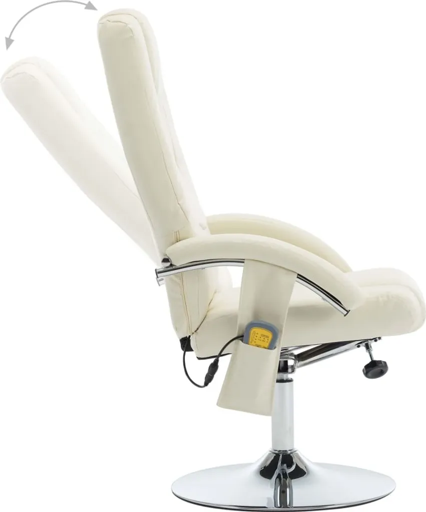 VidaXL Massagesessel Mit Fußhocker Cremeweiß Kunstleder – Bild 4