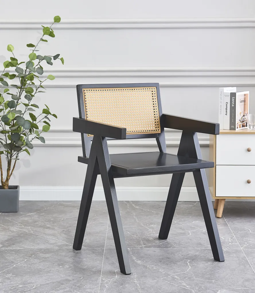 Nordlys - Stühl Aus Massivholz Und Rattan Schwarz - 54 X 50 X 80 (cm) – Bild 2