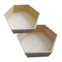 2 Holzregale Sechseck - 36 X 31 Cm & 39 X 34 Cm