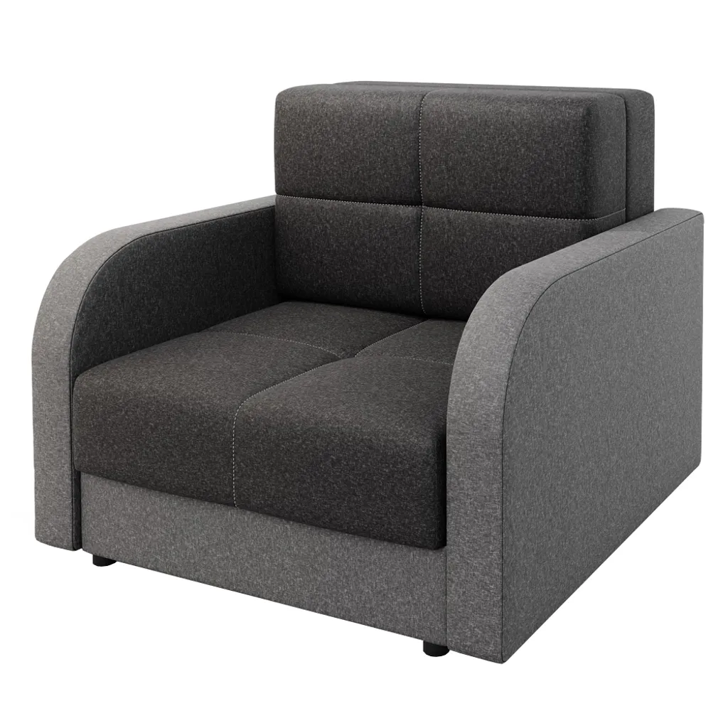 Selsey Schlafsofa MELANA - 1-Sitzer Sofa In Schwarz / Dunkelgrau Mit Schlaffunktion Und Bettkasten, 102 Cm Breit – Bild 2