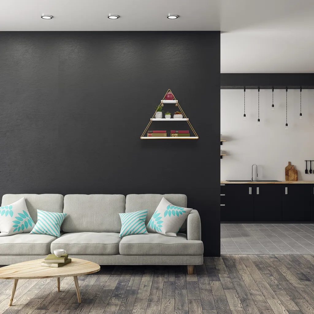 Relaxdays Hängeregal Pyramide 3 Ablagen – Bild 2